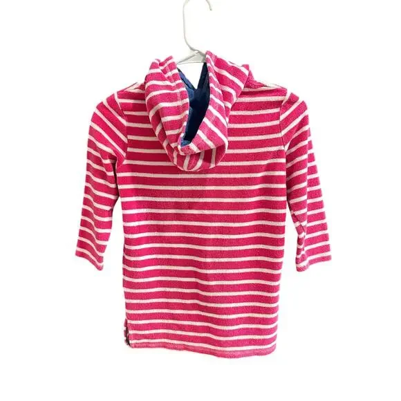Boden Swim Coverup Pink Turtle Applique Stripes Terry Cloth Size 6-7Y (122cm) - Picture 2 of 6